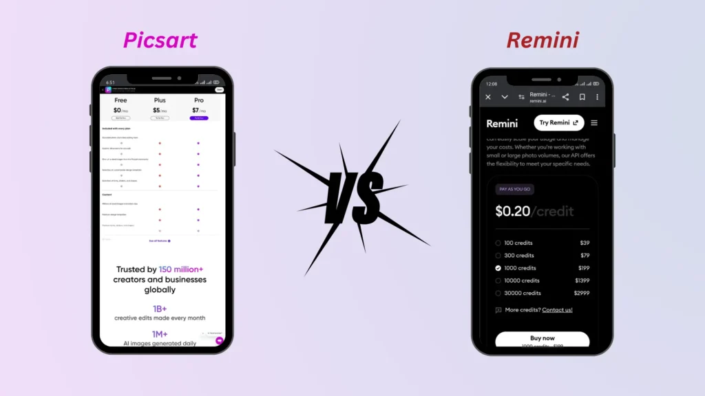 PicsArt-vs-Remini-Pricing