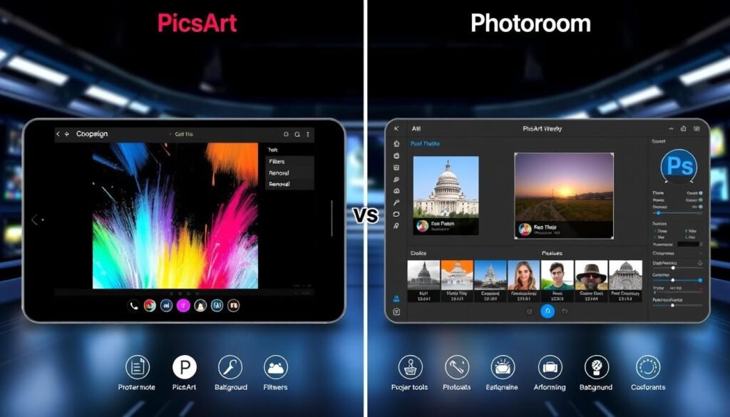 editing tools comparison between PicsArt and Photoroom